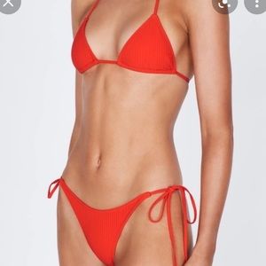 Triangl Vinca Candy Red Ribbed Swimsuit